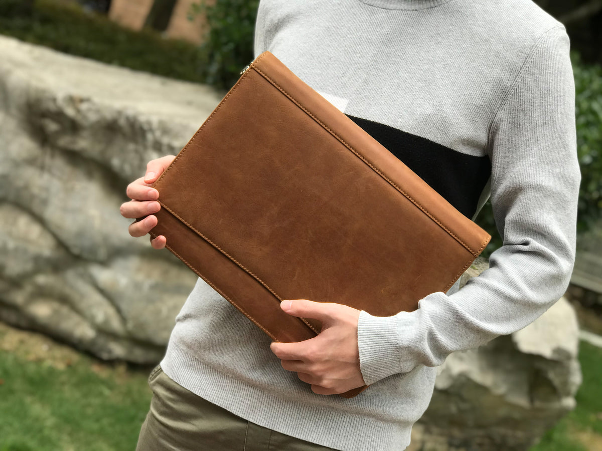 Personalised Vintage Leather Portfolio, Zipper Business Organizer, Pad –  AcexLeather