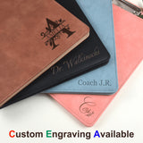 Custom Leather Portfolio, Vegan Leather Clipboard with Personalised Engravings, Fits for A4/ Legal paper, Document Holder, Gift for Him/ Her