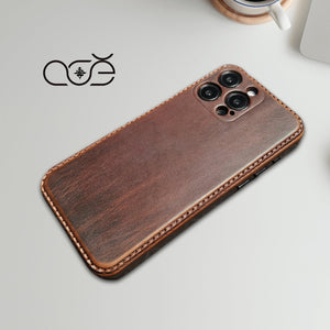 Handmade Premium Cowhide Leather iPhone Case for iPhone 16/ iPhone 15/ iPhone 14/ iPhone 13, Custom Engraving Leather iPhone Case, Gift 2024