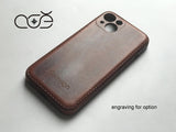 Handmade Premium Cowhide Leather iPhone Case for iPhone 16/ iPhone 15/ iPhone 14/ iPhone 13, Custom Engraving Leather iPhone Case, Gift 2024