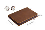 [Customised] 2PCS Distressed Vintage Leather 3 Ring Binder with Clipboard